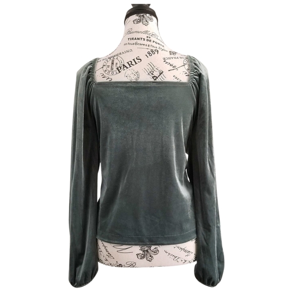 Muted Sage Velvet Blouse – US L - Picture 2 of 2